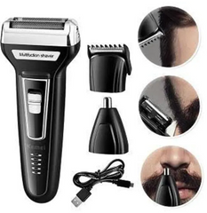 3-in-1 Rechargeable Electric Grooming Kit (Shaver, Trimmer & Nose Trimmer)